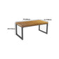 Solid Wood Top Dining Table Rectangle Pine Wood Table with Sled Base in Black