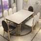 Stone Top Dining Table Traditional Luxury Rectangle Table with 4 Legs
