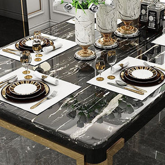 Stone Top Dining Table Traditional Luxury Rectangle Table with 4 Legs