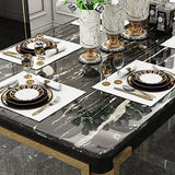 Stone Top Dining Table Traditional Luxury Rectangle Table with 4 Legs