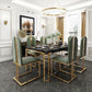 Stone Top Dining Table Traditional Luxury Rectangle Table with 4 Legs