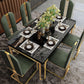 Stone Top Dining Table Traditional Luxury Rectangle Table with 4 Legs