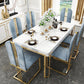 Stone Top Dining Table Traditional Luxury Rectangle Table with 4 Legs