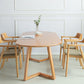 Solid Wood Contemporary Oval Table Pine Wood Top Table with Sled Base