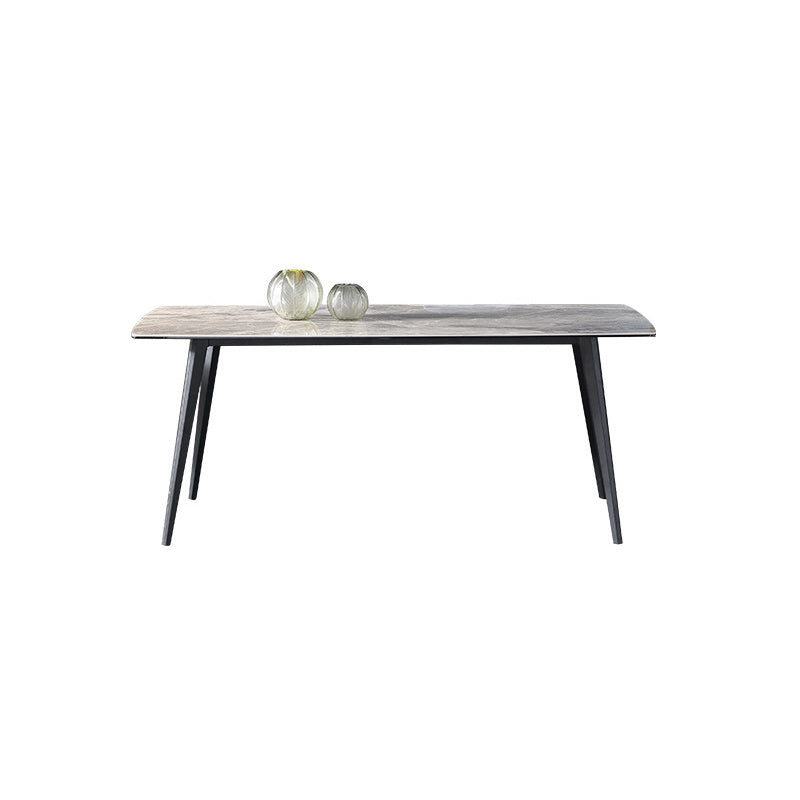 Metal Contemporary Rectangle Dining Table Sintered Stone Top Table for Dining Room