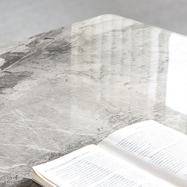 Metal Contemporary Rectangle Dining Table Sintered Stone Top Table for Dining Room