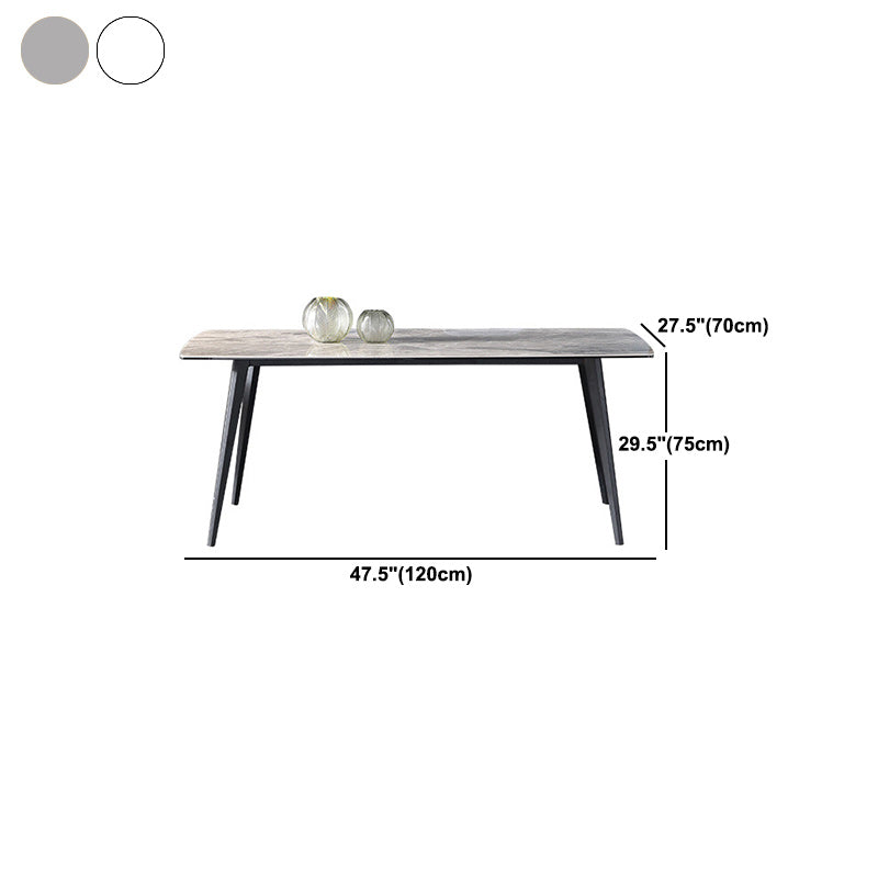 Metal Contemporary Rectangle Dining Table Sintered Stone Top Table for Dining Room