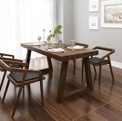 Solid Wood Top Dining Table Rectangle Dining Table with Sled Base