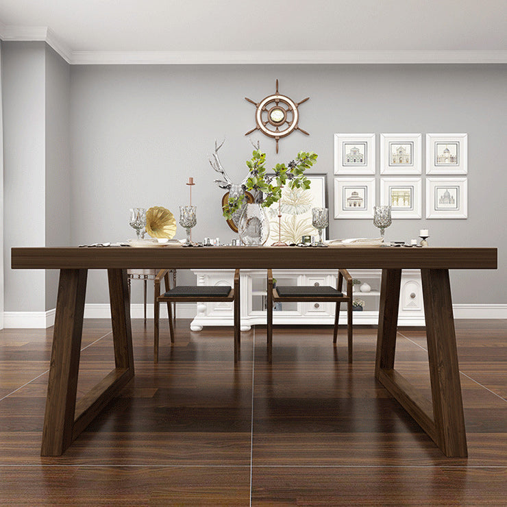 Solid Wood Top Dining Table Rectangle Dining Table with Sled Base
