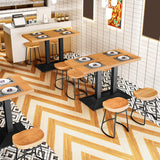 Metal Industrial Dining Table Pine Wood Top Table with Pedestal Base Clearhalo 'Dining Tables & Seating' 'Dining Tables' 'dining_table' 'furn' 'furn_dining_table' 'Furniture' 'Kitchen & Dining Furniture' 6085901