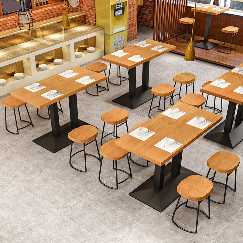 Metal Industrial Dining Table Pine Wood Top Table with Pedestal Base Clearhalo 'Dining Tables & Seating' 'Dining Tables' 'dining_table' 'furn' 'furn_dining_table' 'Furniture' 'Kitchen & Dining Furniture' 6085903