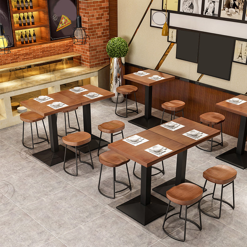 Metal Industrial Dining Table Pine Wood Top Table with Pedestal Base Clearhalo 'Dining Tables & Seating' 'Dining Tables' 'dining_table' 'furn' 'furn_dining_table' 'Furniture' 'Kitchen & Dining Furniture' 6085904