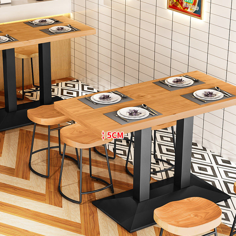 Metal Industrial Dining Table Pine Wood Top Table with Pedestal Base Clearhalo 'Dining Tables & Seating' 'Dining Tables' 'dining_table' 'furn' 'furn_dining_table' 'Furniture' 'Kitchen & Dining Furniture' 6085906