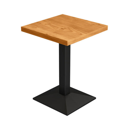 Metal Industrial Dining Table Pine Wood Top Table with Pedestal Base Natural 23.6"L x 23.6"W x 29.5"H Without Chairs Clearhalo 'Dining Tables & Seating' 'Dining Tables' 'dining_table' 'furn' 'furn_dining_table' 'Furniture' 'Kitchen & Dining Furniture' 6085912