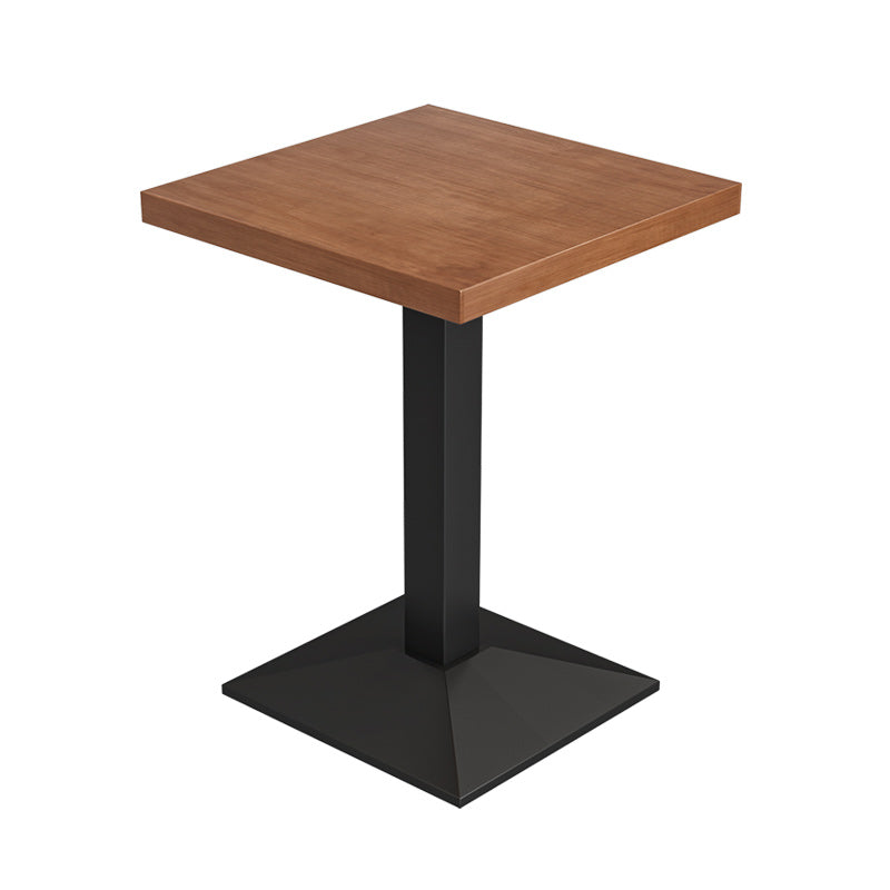 Metal Industrial Dining Table Pine Wood Top Table with Pedestal Base Walnut 23.6"L x 23.6"W x 29.5"H Without Chairs Clearhalo 'Dining Tables & Seating' 'Dining Tables' 'dining_table' 'furn' 'furn_dining_table' 'Furniture' 'Kitchen & Dining Furniture' 6085913