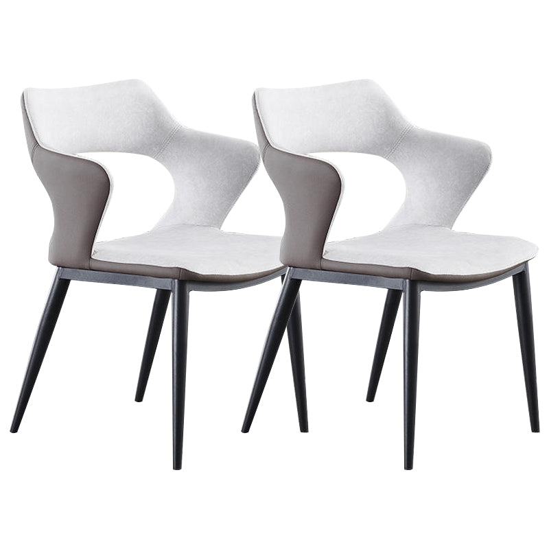 Metal Base Dining Chair Modern Style Faux Leather Arm Dining Chairs White 2 Piece Set Clearhalo 'Dining Chairs' 'Dining Tables & Seating' 'dining_chair' 'furn' 'furn_dining_chair' 'Furniture' 'Kitchen & Dining Furniture' 6085935
