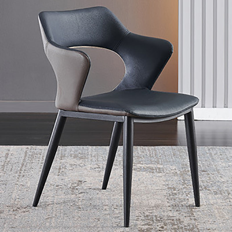 Metal Base Dining Chair Modern Style Faux Leather Arm Dining Chairs Clearhalo 'Dining Chairs' 'Dining Tables & Seating' 'dining_chair' 'furn' 'furn_dining_chair' 'Furniture' 'Kitchen & Dining Furniture' 6085937