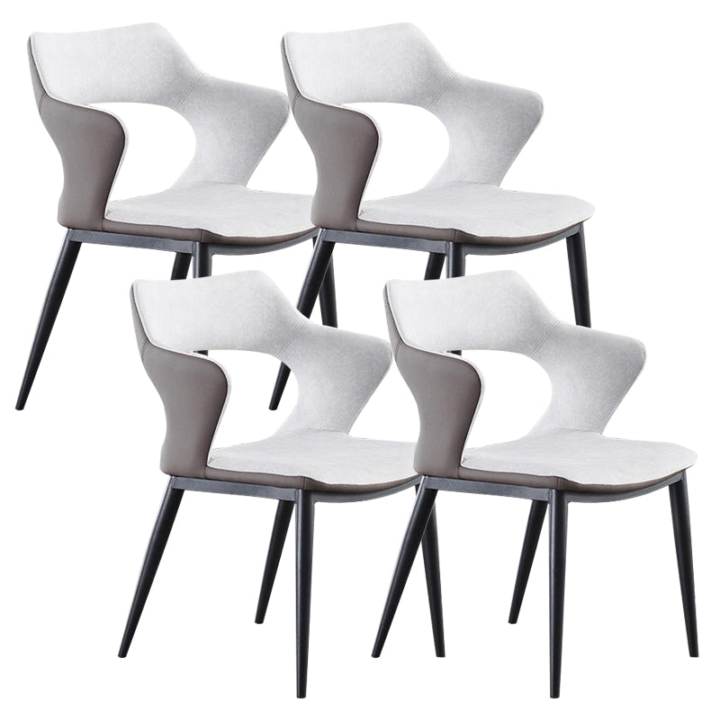 Metal Base Dining Chair Modern Style Faux Leather Arm Dining Chairs White 4 Piece Set Clearhalo 'Dining Chairs' 'Dining Tables & Seating' 'dining_chair' 'furn' 'furn_dining_chair' 'Furniture' 'Kitchen & Dining Furniture' 6085938