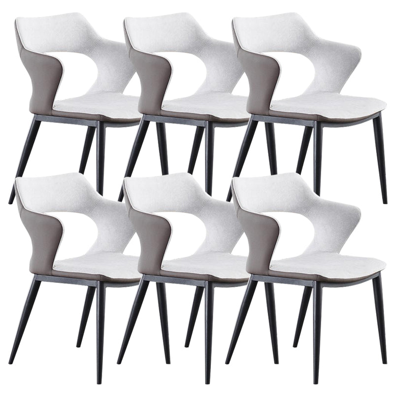 Metal Base Dining Chair Modern Style Faux Leather Arm Dining Chairs White 6 Piece Set Clearhalo 'Dining Chairs' 'Dining Tables & Seating' 'dining_chair' 'furn' 'furn_dining_chair' 'Furniture' 'Kitchen & Dining Furniture' 6085940