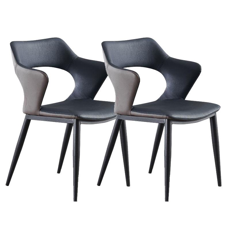 Metal Base Dining Chair Modern Style Faux Leather Arm Dining Chairs Blue 2 Piece Set Clearhalo 'Dining Chairs' 'Dining Tables & Seating' 'dining_chair' 'furn' 'furn_dining_chair' 'Furniture' 'Kitchen & Dining Furniture' 6085955