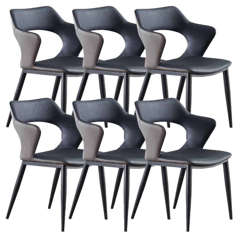 Metal Base Dining Chair Modern Style Faux Leather Arm Dining Chairs Blue 6 Piece Set Clearhalo 'Dining Chairs' 'Dining Tables & Seating' 'dining_chair' 'furn' 'furn_dining_chair' 'Furniture' 'Kitchen & Dining Furniture' 6085957