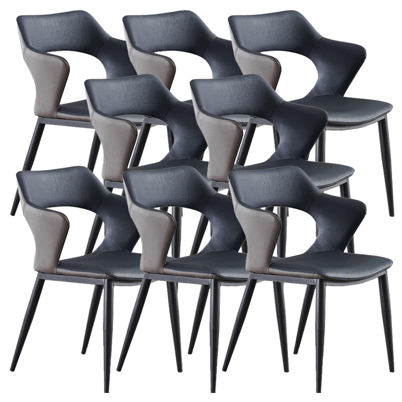 Metal Base Dining Chair Modern Style Faux Leather Arm Dining Chairs Blue 8 Piece Set Clearhalo 'Dining Chairs' 'Dining Tables & Seating' 'dining_chair' 'furn' 'furn_dining_chair' 'Furniture' 'Kitchen & Dining Furniture' 6085958