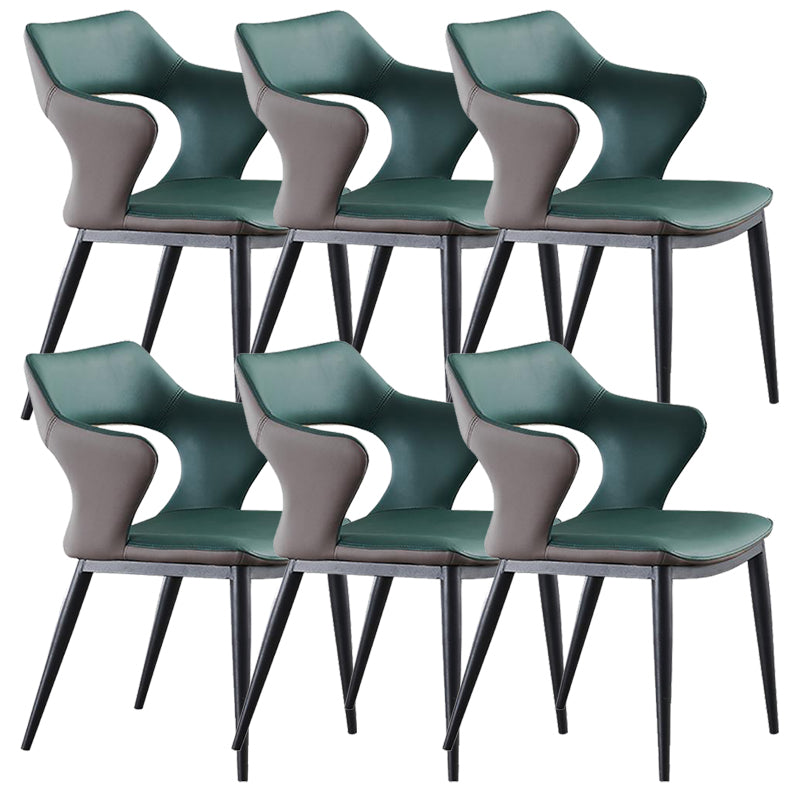 Metal Base Dining Chair Modern Style Faux Leather Arm Dining Chairs Green 6 Piece Set Clearhalo 'Dining Chairs' 'Dining Tables & Seating' 'dining_chair' 'furn' 'furn_dining_chair' 'Furniture' 'Kitchen & Dining Furniture' 6085962