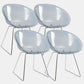 Contemporary Style Arm Chair Plastic Dining Chair with Metal Base for Dining Room