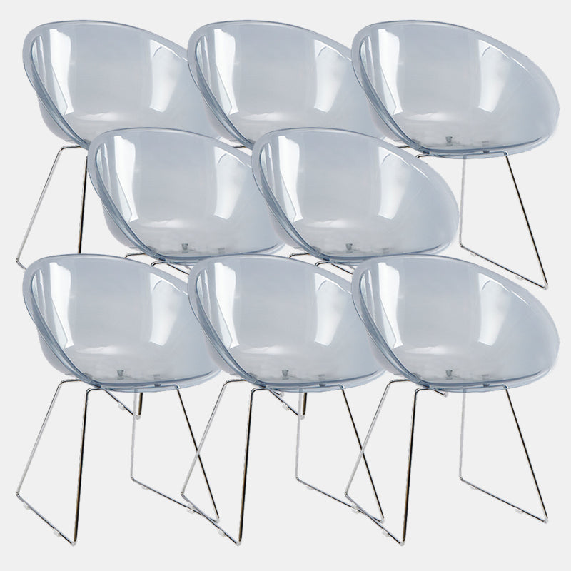 Contemporary Style Arm Chair Plastic Dining Chair with Metal Base for Dining Room