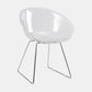 Contemporary Style Arm Chair Plastic Dining Chair with Metal Base for Dining Room