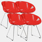 Contemporary Style Arm Chair Plastic Dining Chair with Metal Base for Dining Room
