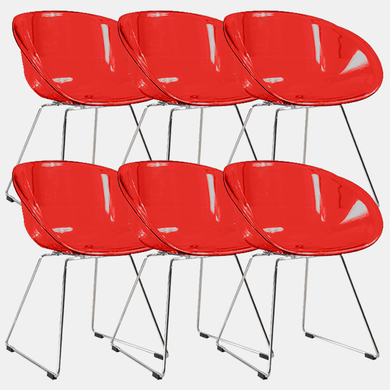 Contemporary Style Arm Chair Plastic Dining Chair with Metal Base for Dining Room