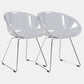 Contemporary Style Arm Chair Plastic Dining Chair with Metal Base for Dining Room