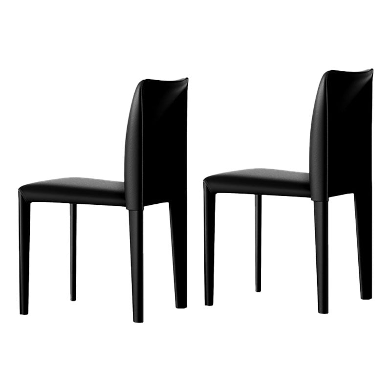 Designer Style Armless Chair Parsons Back Leather Chair for Restaurant Black 2 Piece Set Clearhalo 'Dining Chairs' 'Dining Tables & Seating' 'dining_chair' 'furn' 'furn_dining_chair' 'Furniture' 'Kitchen & Dining Furniture' 6086084
