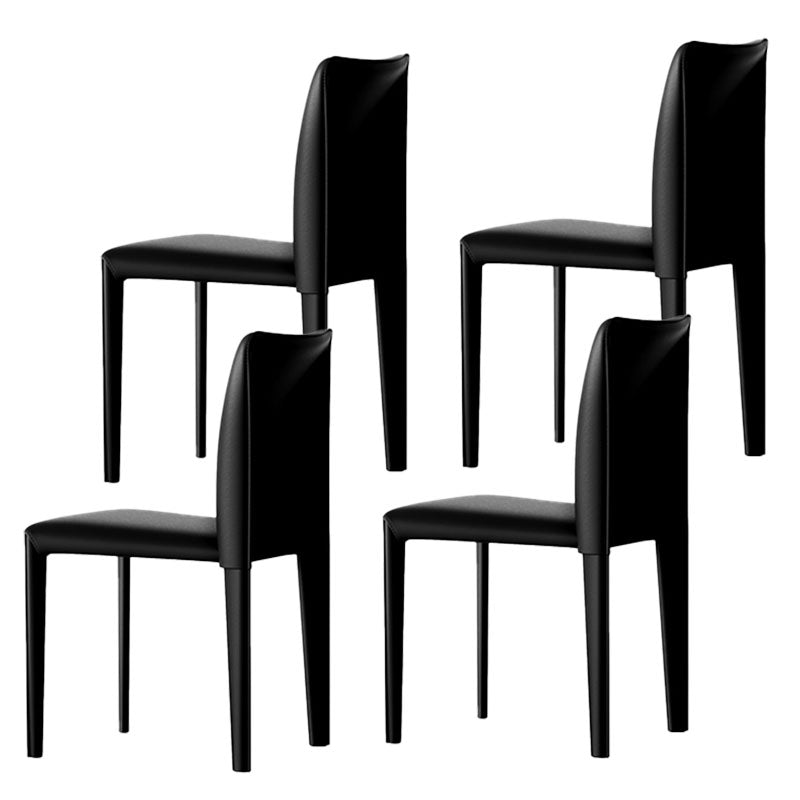 Designer Style Armless Chair Parsons Back Leather Chair for Restaurant Black 4 Piece Set Clearhalo 'Dining Chairs' 'Dining Tables & Seating' 'dining_chair' 'furn' 'furn_dining_chair' 'Furniture' 'Kitchen & Dining Furniture' 6086085