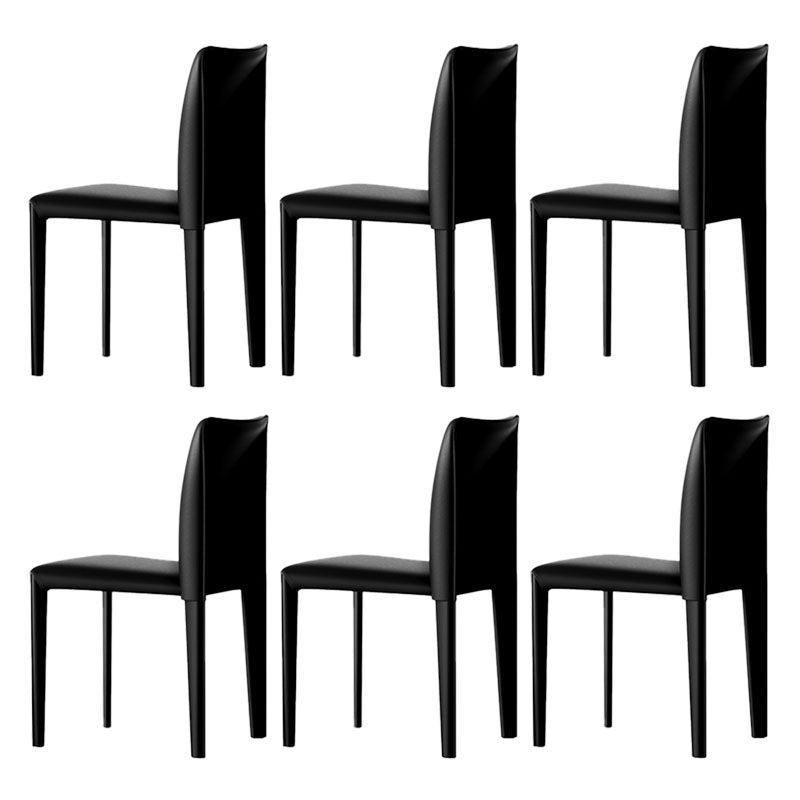 Designer Style Armless Chair Parsons Back Leather Chair for Restaurant Black 6 Piece Set Clearhalo 'Dining Chairs' 'Dining Tables & Seating' 'dining_chair' 'furn' 'furn_dining_chair' 'Furniture' 'Kitchen & Dining Furniture' 6086088