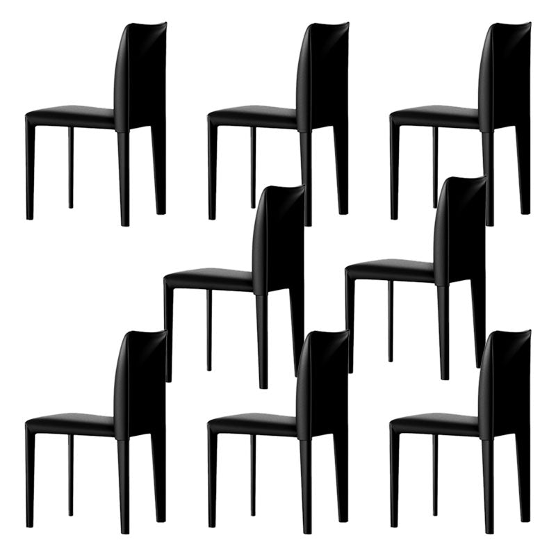 Designer Style Armless Chair Parsons Back Leather Chair for Restaurant Black 8 Piece Set Clearhalo 'Dining Chairs' 'Dining Tables & Seating' 'dining_chair' 'furn' 'furn_dining_chair' 'Furniture' 'Kitchen & Dining Furniture' 6086089
