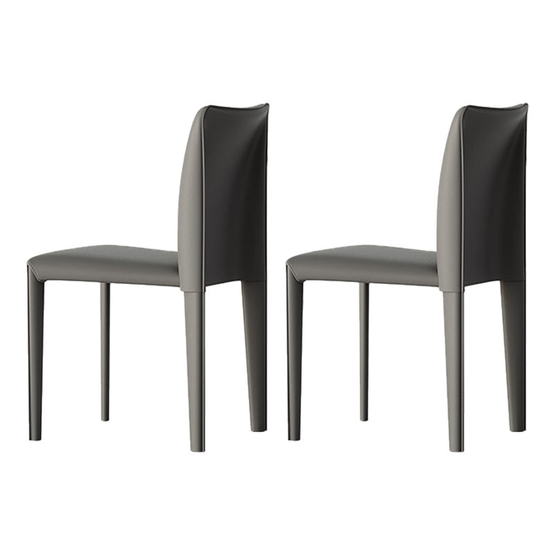 Designer Style Armless Chair Parsons Back Leather Chair for Restaurant Grey 2 Piece Set Clearhalo 'Dining Chairs' 'Dining Tables & Seating' 'dining_chair' 'furn' 'furn_dining_chair' 'Furniture' 'Kitchen & Dining Furniture' 6086092