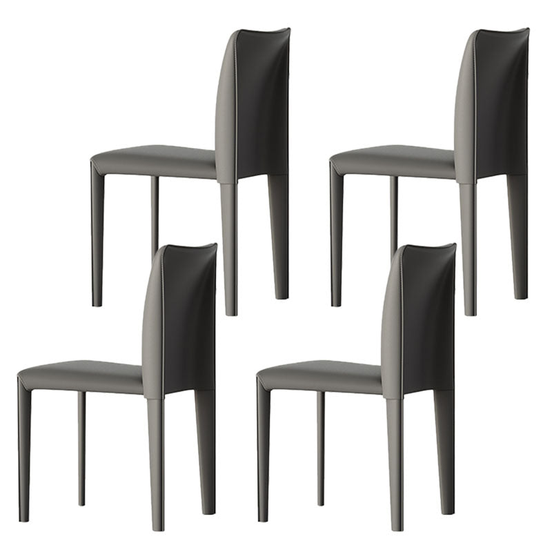 Designer Style Armless Chair Parsons Back Leather Chair for Restaurant Grey 4 Piece Set Clearhalo 'Dining Chairs' 'Dining Tables & Seating' 'dining_chair' 'furn' 'furn_dining_chair' 'Furniture' 'Kitchen & Dining Furniture' 6086093