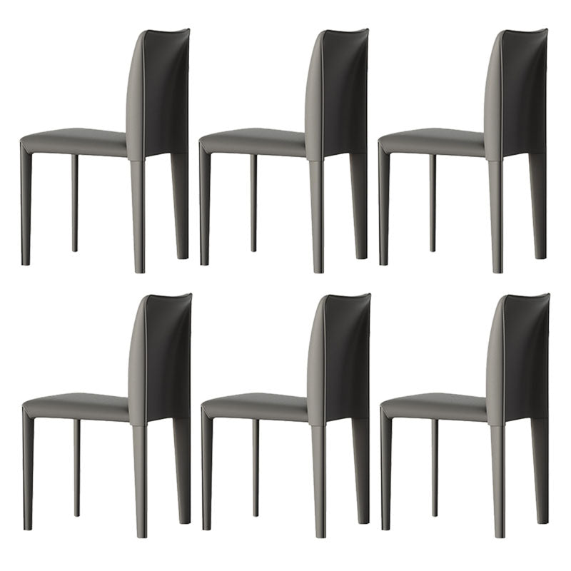 Designer Style Armless Chair Parsons Back Leather Chair for Restaurant Grey 6 Piece Set Clearhalo 'Dining Chairs' 'Dining Tables & Seating' 'dining_chair' 'furn' 'furn_dining_chair' 'Furniture' 'Kitchen & Dining Furniture' 6086096