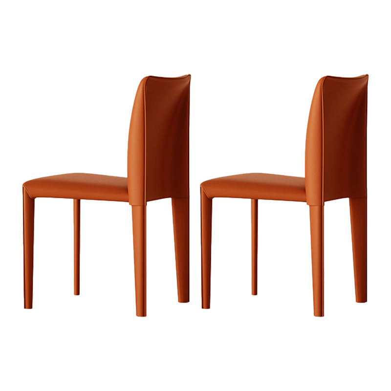 Designer Style Armless Chair Parsons Back Leather Chair for Restaurant Orange 2 Piece Set Clearhalo 'Dining Chairs' 'Dining Tables & Seating' 'dining_chair' 'furn' 'furn_dining_chair' 'Furniture' 'Kitchen & Dining Furniture' 6086100