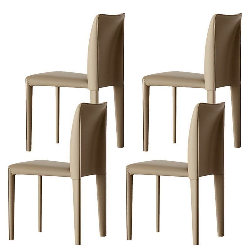 Designer Style Armless Chair Parsons Back Leather Chair for Restaurant Khaki 4 Piece Set Clearhalo 'Dining Chairs' 'Dining Tables & Seating' 'dining_chair' 'furn' 'furn_dining_chair' 'Furniture' 'Kitchen & Dining Furniture' 6086105