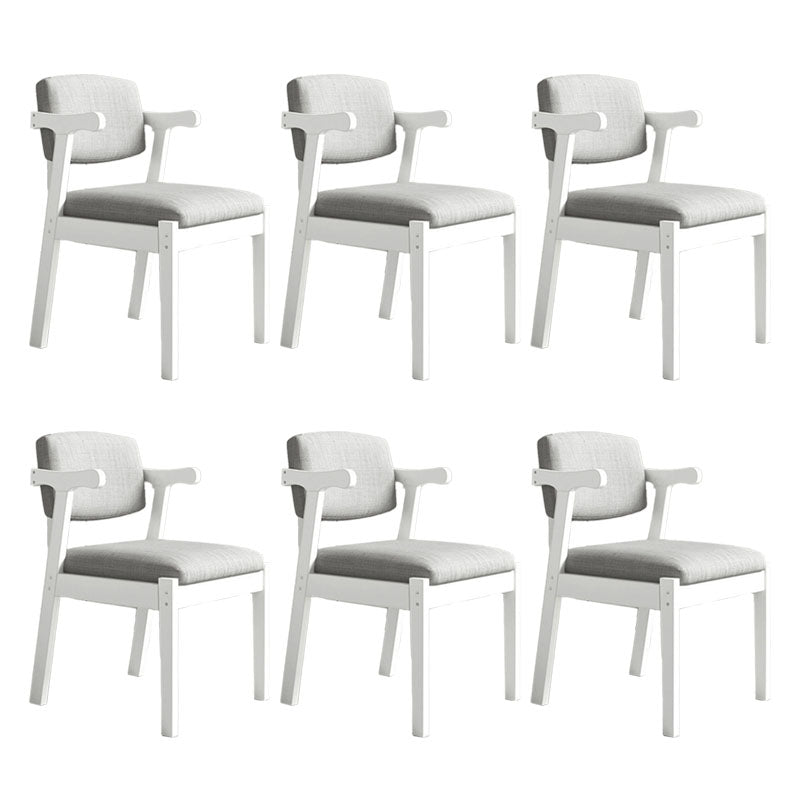 Contemporary Style Chair Armless Open Back Chair with Wood Legs for Home White 6 Piece Set Clearhalo 'Dining Chairs' 'Dining Tables & Seating' 'dining_chair' 'furn' 'furn_dining_chair' 'Furniture' 'Kitchen & Dining Furniture' 6086222