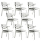Contemporary Style Chair Armless Open Back Chair with Wood Legs for Home White 8 Piece Set Clearhalo 'Dining Chairs' 'Dining Tables & Seating' 'dining_chair' 'furn' 'furn_dining_chair' 'Furniture' 'Kitchen & Dining Furniture' 6086223