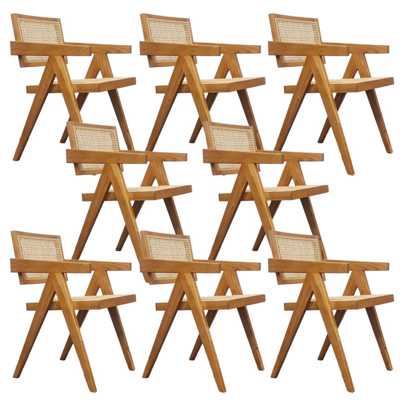 Contemporary Style Chair Arm Open Back Chair with Wood Legs for Home