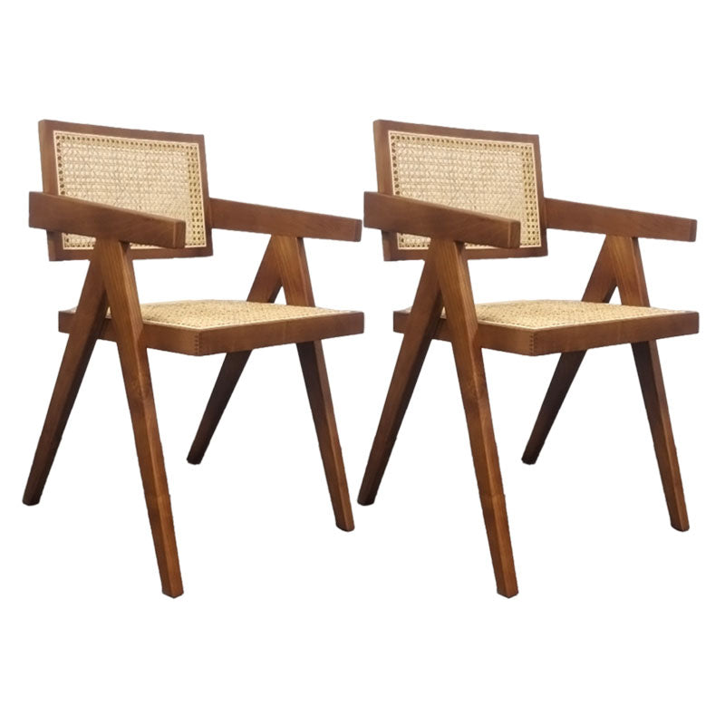 Contemporary Style Chair Arm Open Back Chair with Wood Legs for Home