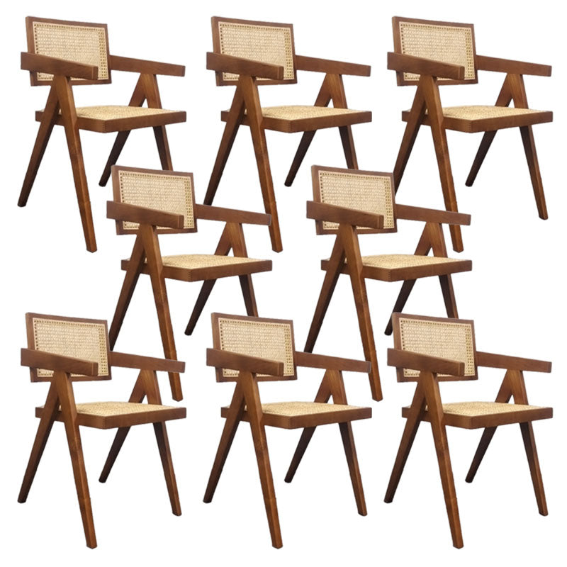 Contemporary Style Chair Arm Open Back Chair with Wood Legs for Home