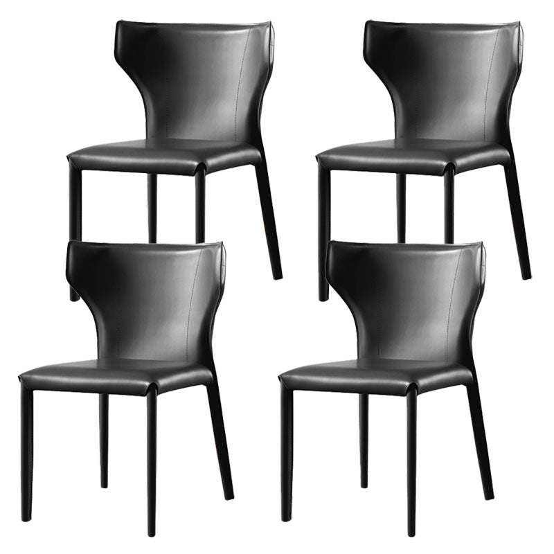 Contemporary Style Chair Armless Wingback Side Chair with Metal Legs for Home