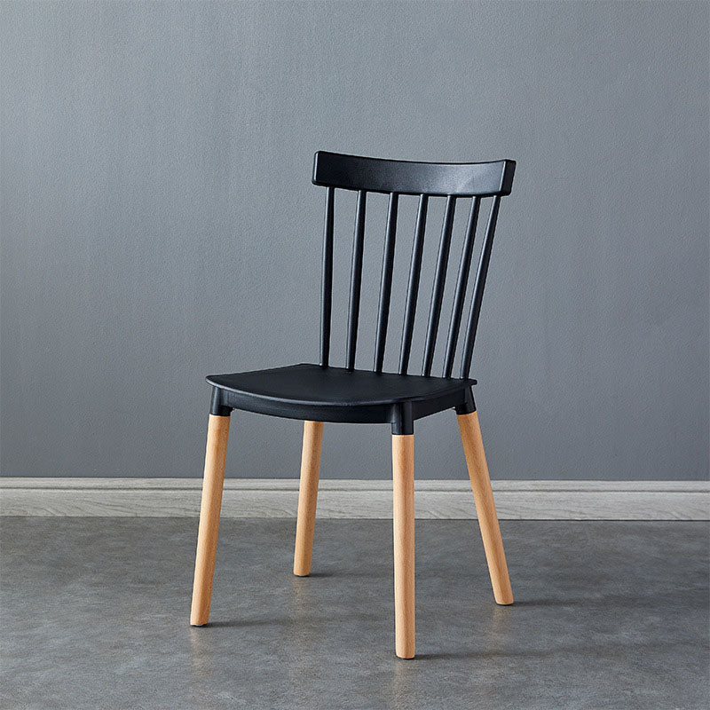Contemporary Style Chair Dining Armless Dining Chairs with Wooden Legs for Home Black 1 Piece Clearhalo 'Dining Chairs' 'Dining Tables & Seating' 'dining_chair' 'furn' 'furn_dining_chair' 'Furniture' 'Kitchen & Dining Furniture' 6086435