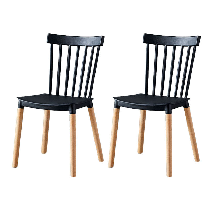 Contemporary Style Chair Dining Armless Dining Chairs with Wooden Legs for Home Black 2 Piece Set Clearhalo 'Dining Chairs' 'Dining Tables & Seating' 'dining_chair' 'furn' 'furn_dining_chair' 'Furniture' 'Kitchen & Dining Furniture' 6086436